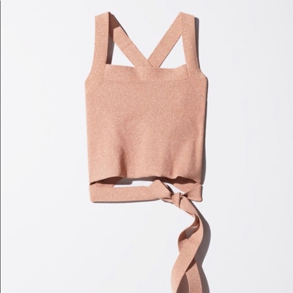 💝 Aritzia Cayenne Criss Cross Wrap Rose Gold Crop - Picture 3 of 6